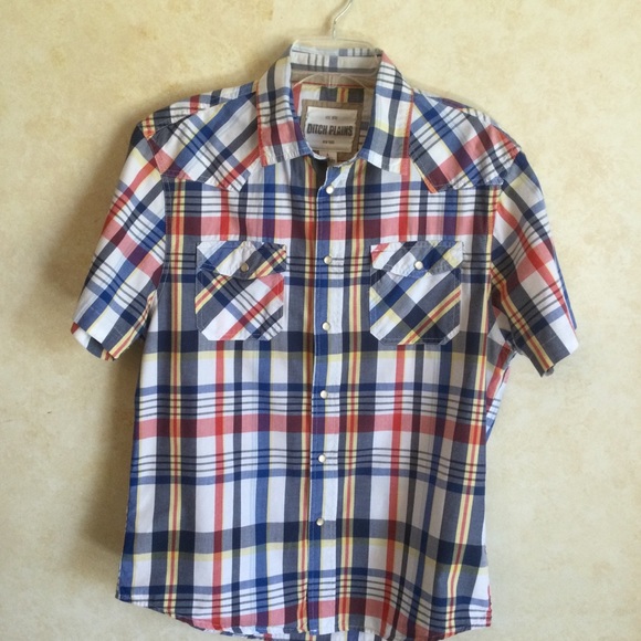 Ditch Plains Mens Short Sleeved Plaid Cotton Shirt, Snap Front. - Picture 2 of 8